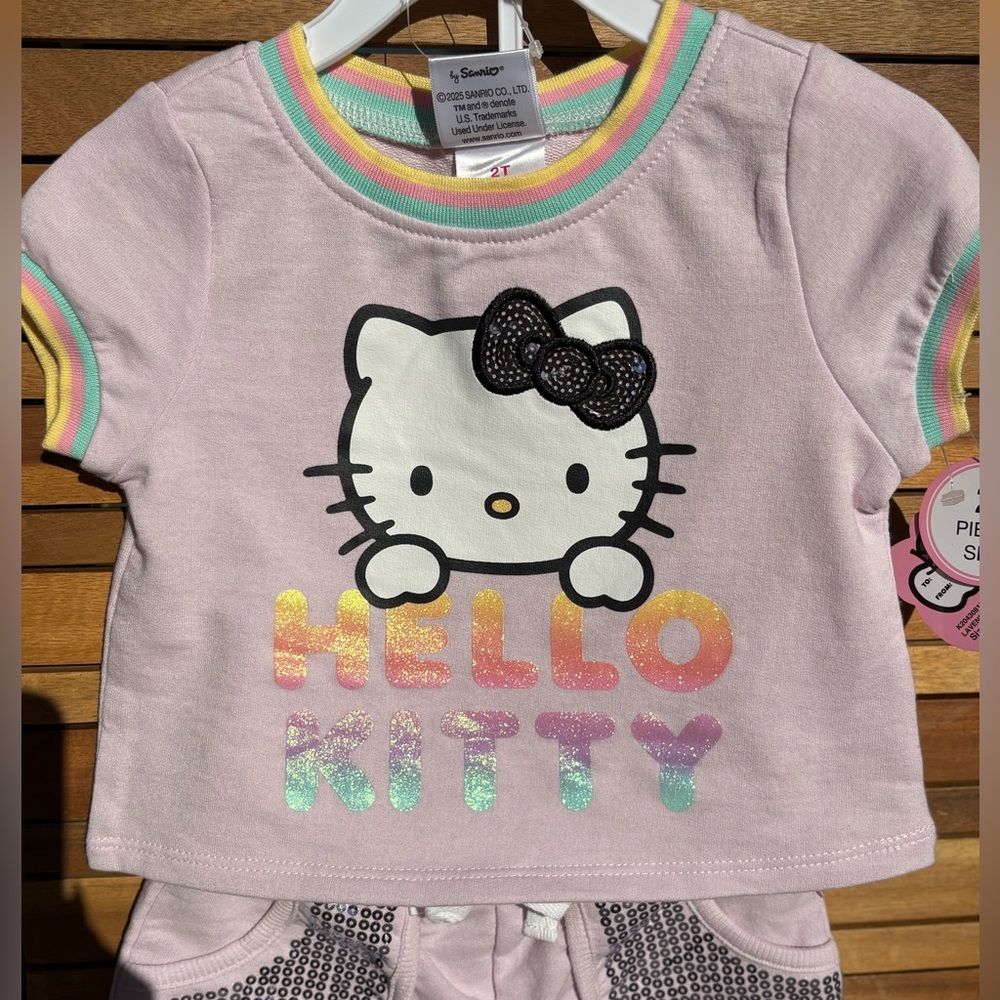 NWT 2T Hello Kitty tee & sequins shorts set